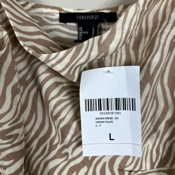 NWT Forever 21 Mini Dress Womens L Brown Zebra Print Y2K Going Out 2000s - Picture 4 of 4